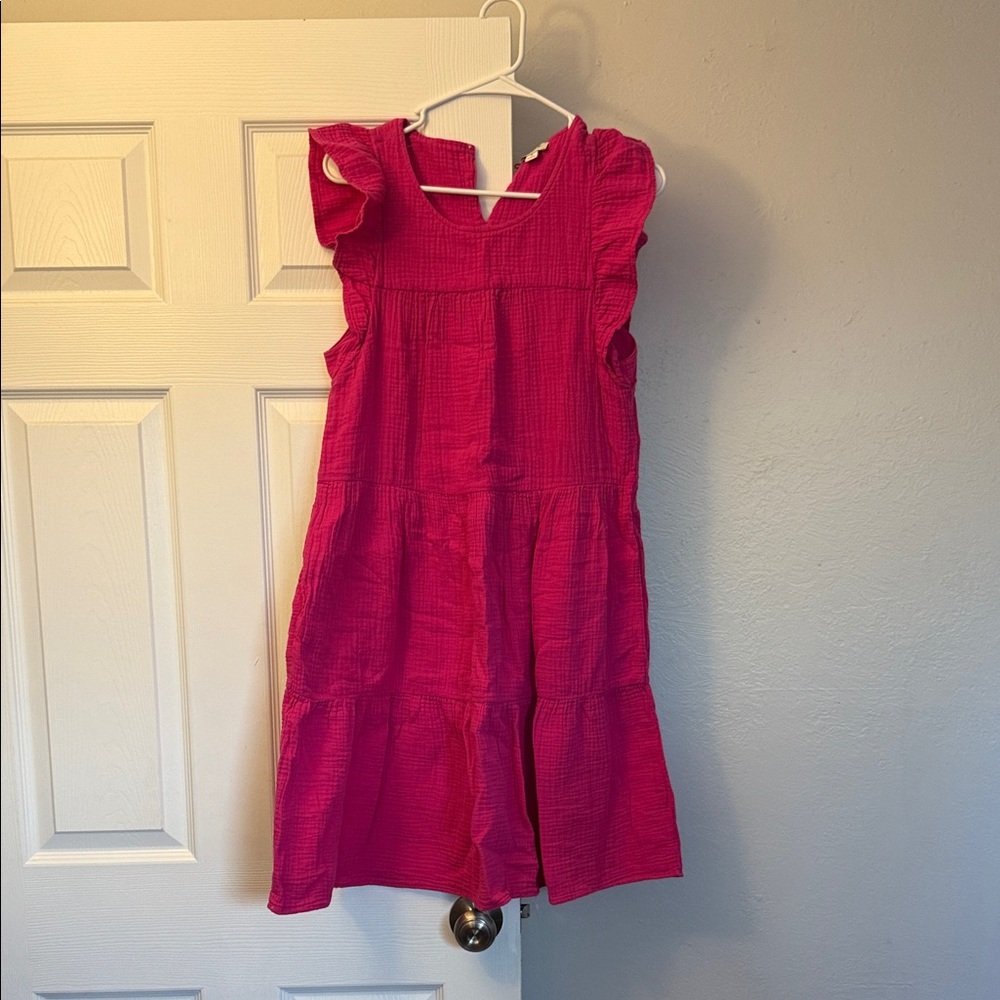 J. Crew Pink Ruffle Sleeve Dress